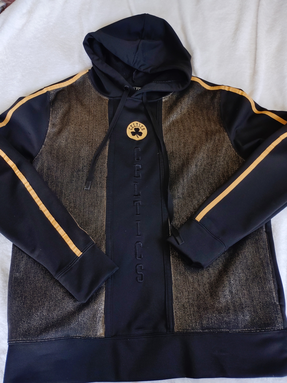 FISLL, Celtics hoodie, black wBlack & Gold Lightweight Hooded Jacket, Basketball